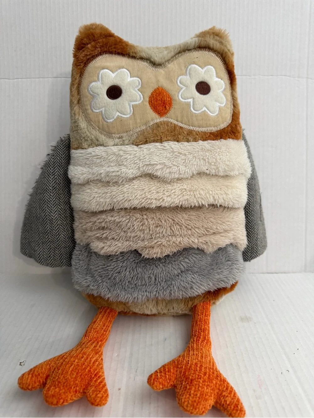 Pier 1 Sophie Owl Accent Pillow in Orange, Cream, Gray, Brown